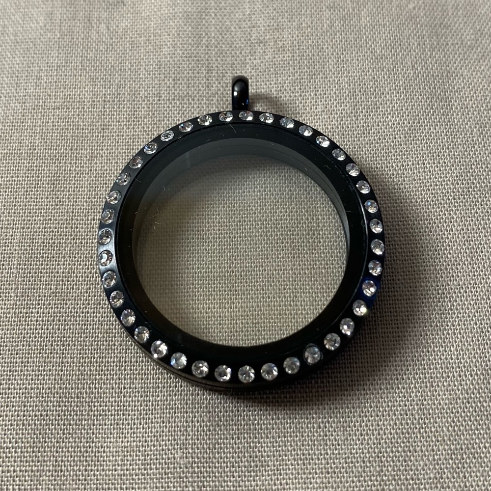 Origami Owl Large Black Locket with Crystals